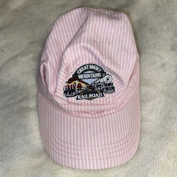 Vtg PINK Great Smoky Mountains Railway Railroad Conductor Train Engineer Hat - Picture 9 of 10